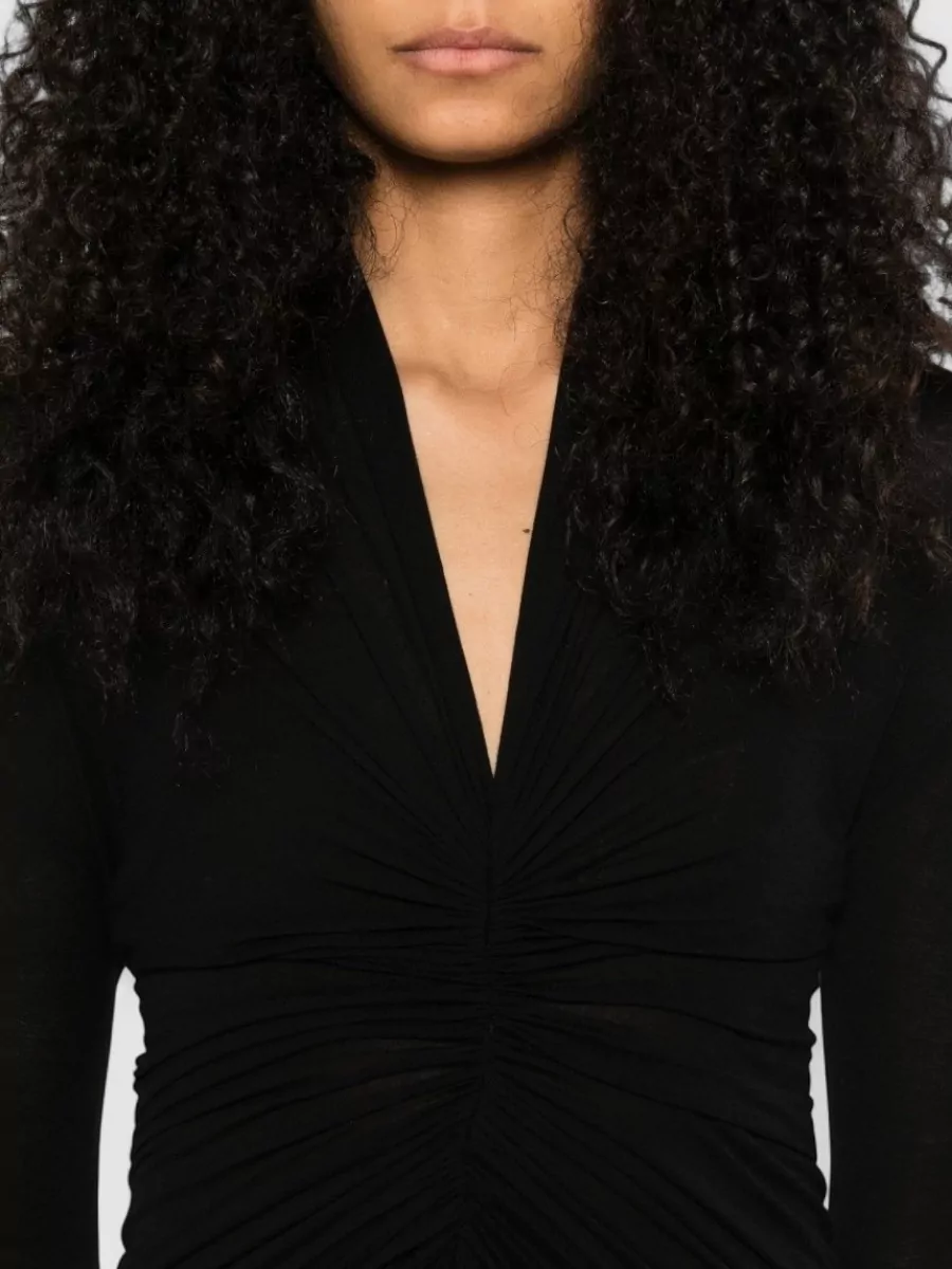 Rick Owens Radiance Long Sleeve Draped Sheer Top