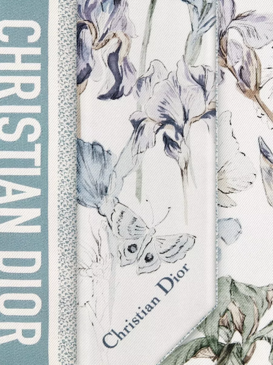 Dior Floral Lightweight Reversible Soft Scarf In White