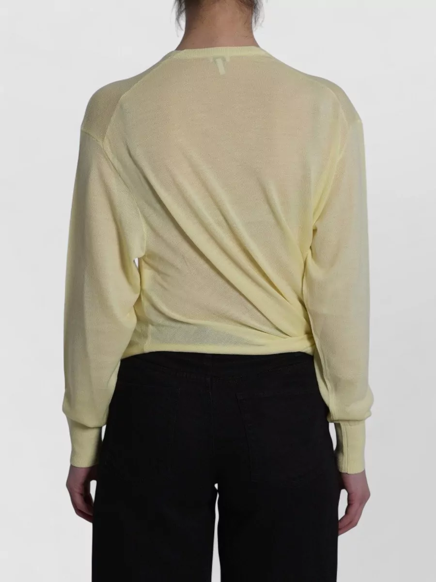 Loewe Ribbed V-Neck Asymmetric Wrap Wool Jumper