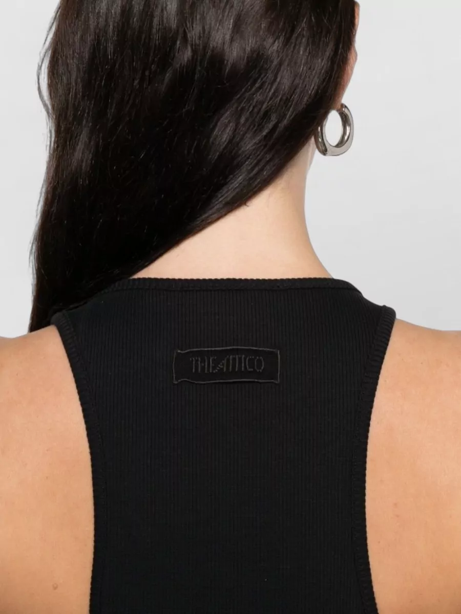 The Attico Feather Trim Racerback Mini Dress