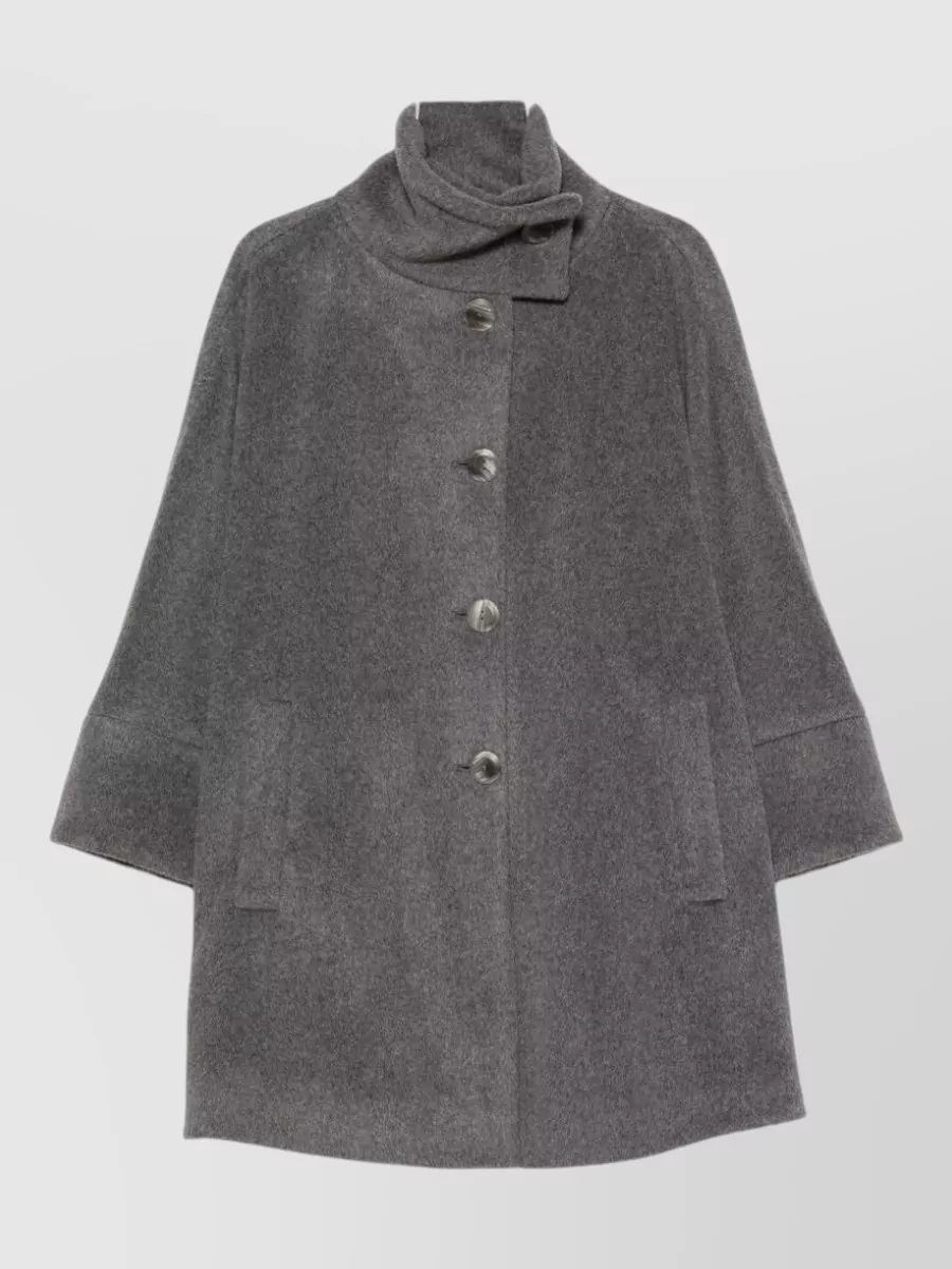 Emporio Armani Alpaca Wool Funnel Neck Fitted Jacket