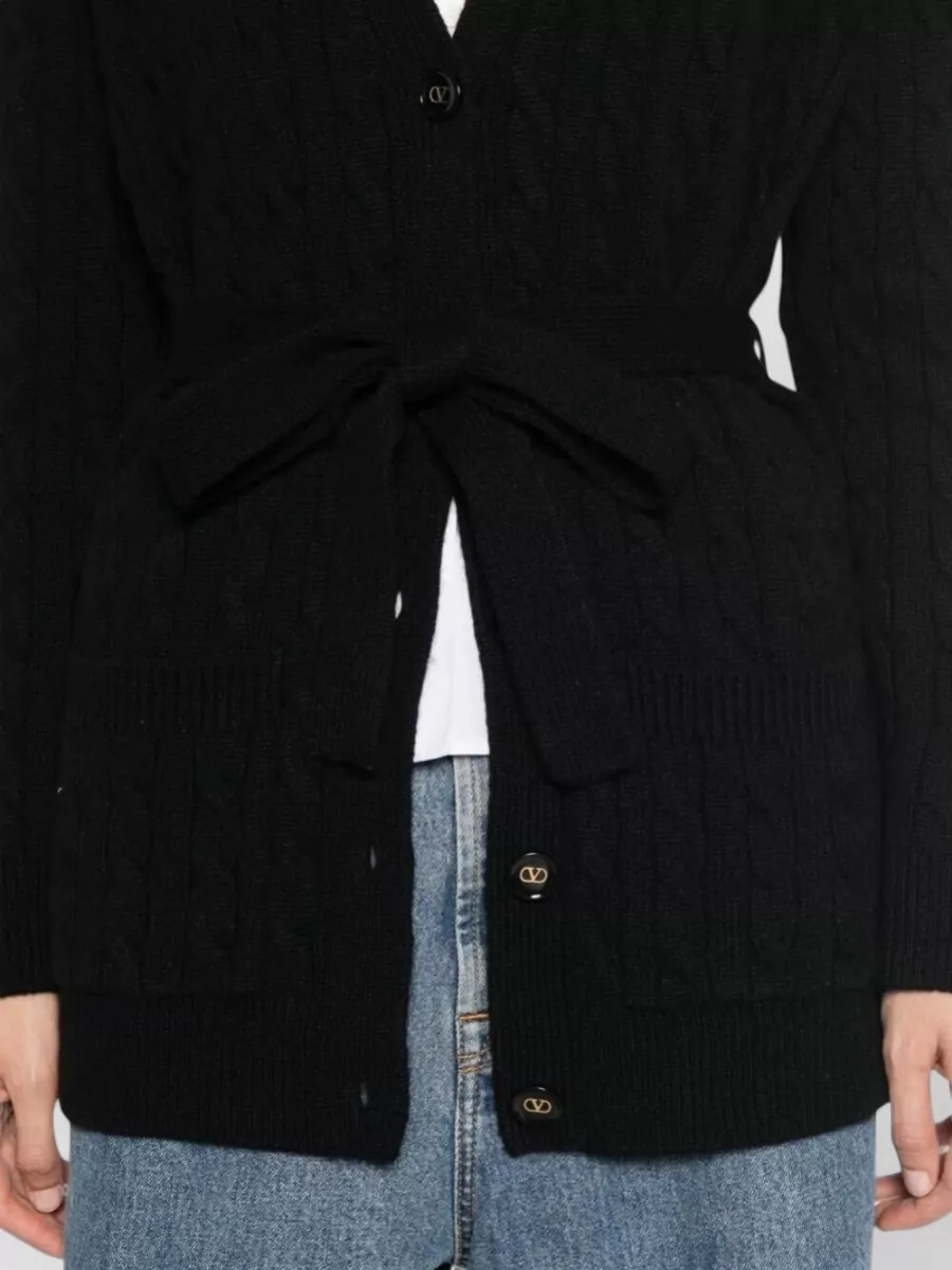 Valentino Garavani Cable-Knit Belted Cashmere Cardigan