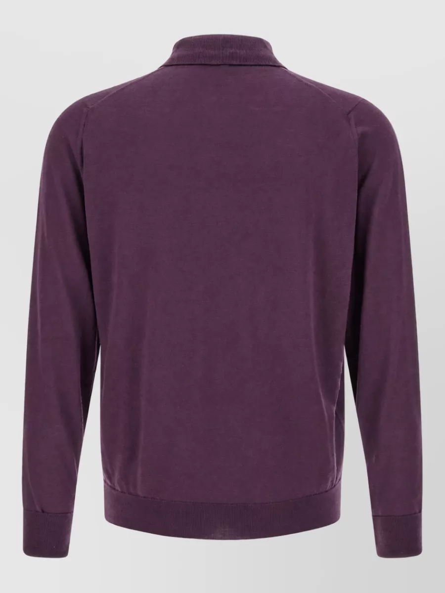 John Smedley Merino Wool Long-Sleeve Polo Shirt