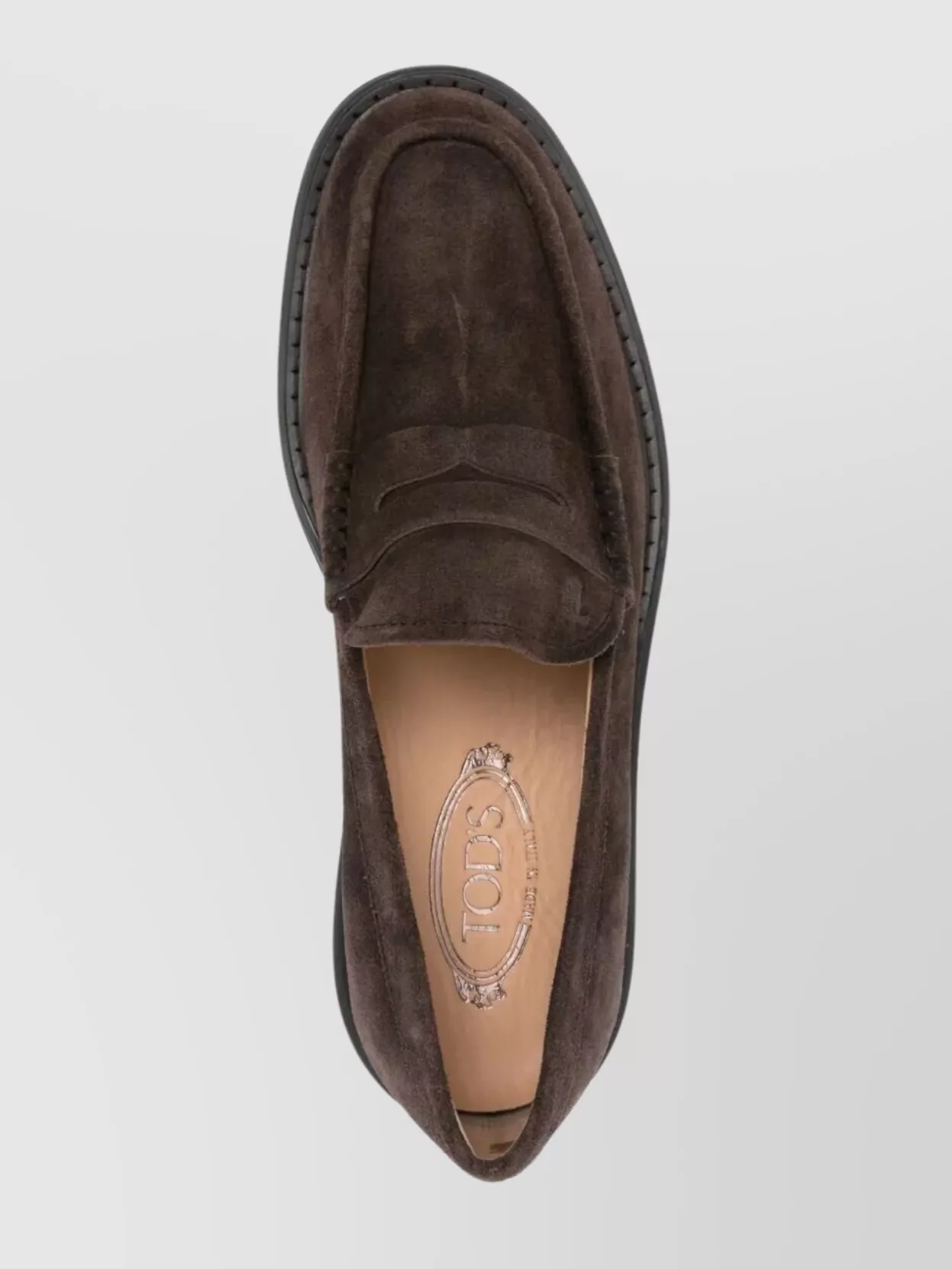 Tod's Round Toe Suede Finish Loafers With Rubber Sole