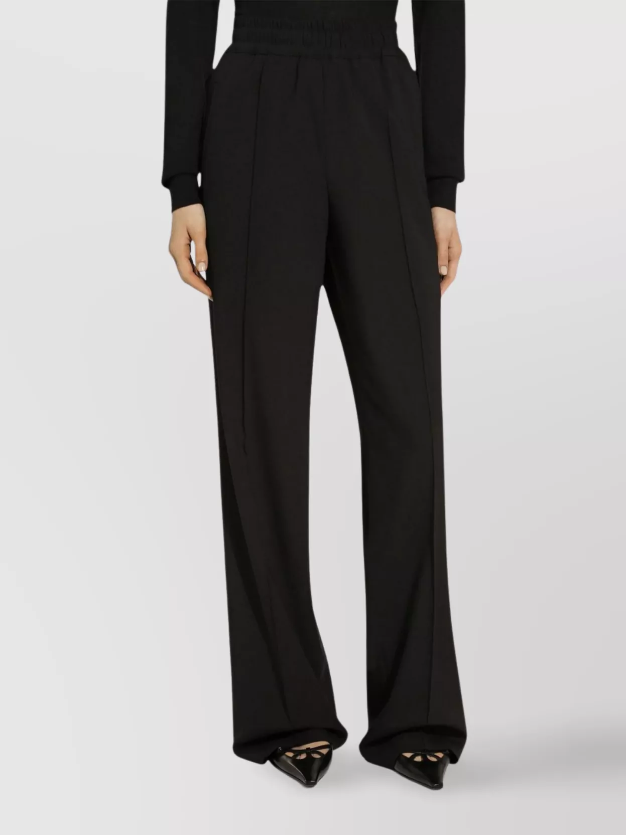 Dolce & Gabbana Wool Blend Straight-leg Trousers In Black