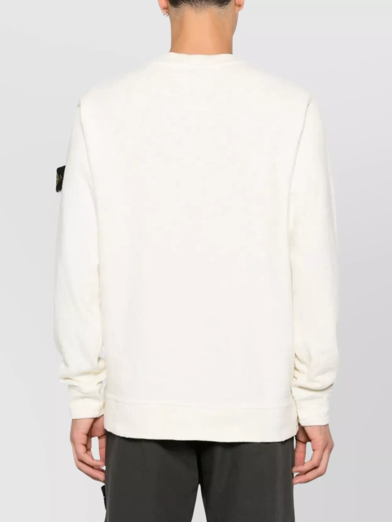 Stone Island Ribbed Crew-neck Cotton Sweater With Long Sleeves In White