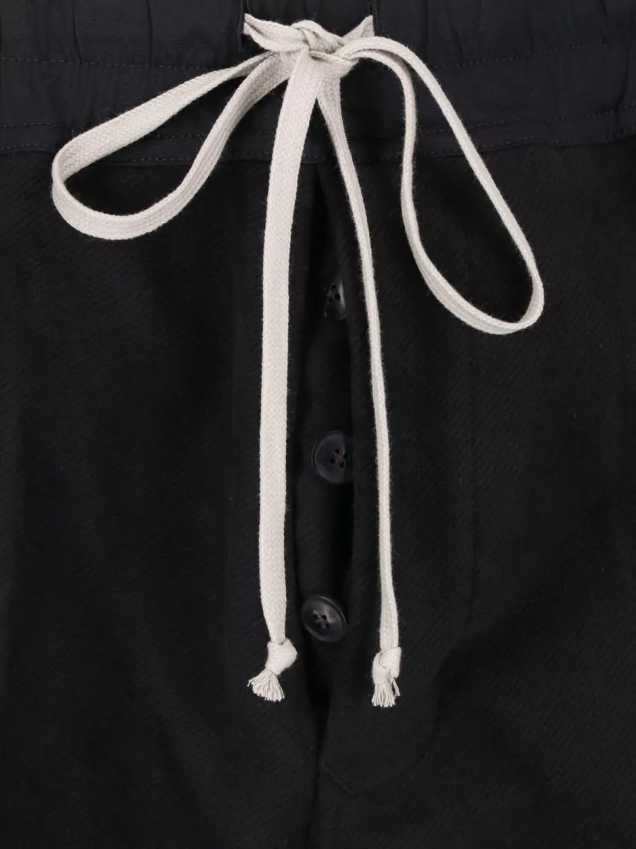 Rick Owens Cotton Wide-Leg Straight-Leg Drawstring Pants