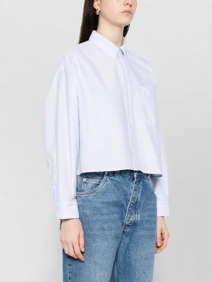 A.p.c. Sophia Striped Shirt Button Collar Pocket