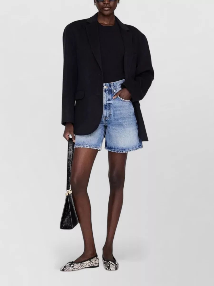 Anine Bing Heath Denim Shorts Belt Loops Five Pockets