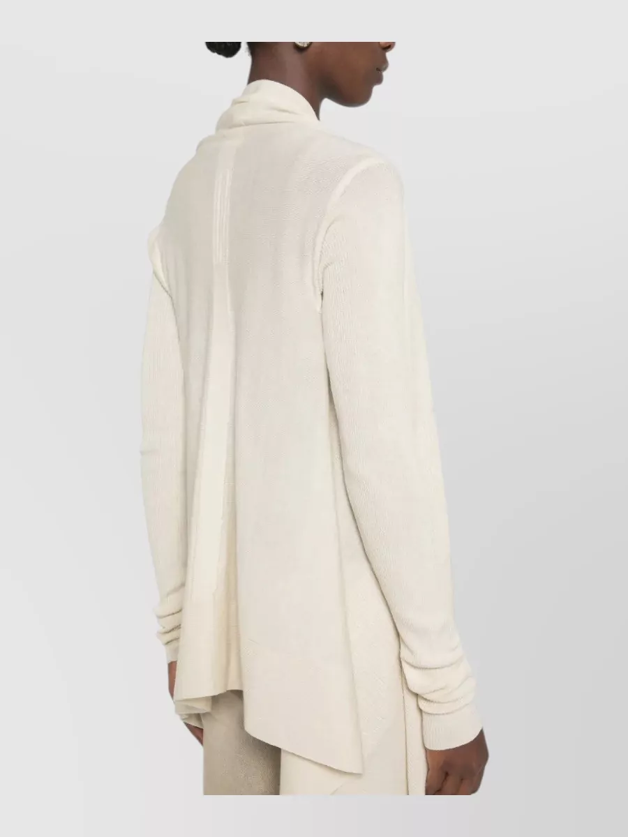 Rick Owens Virgin Wool Ribbed Open Front Cardigan