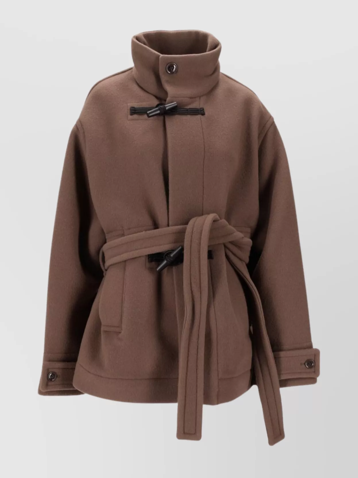 Lemaire Stylish Short Coat High Collar In Brown