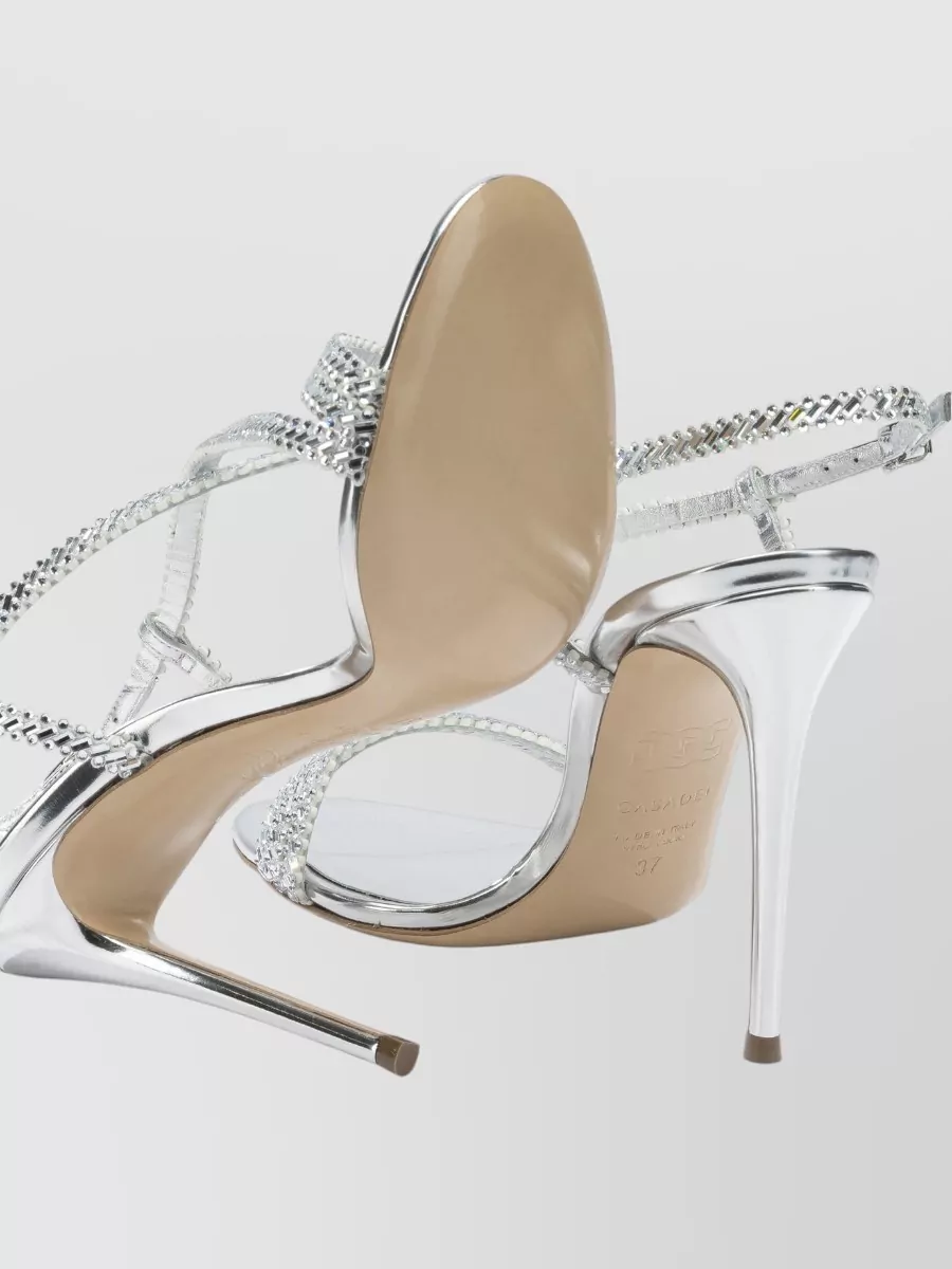 Casadei Sandals Open Toe Metallic Finish Ankle Strap