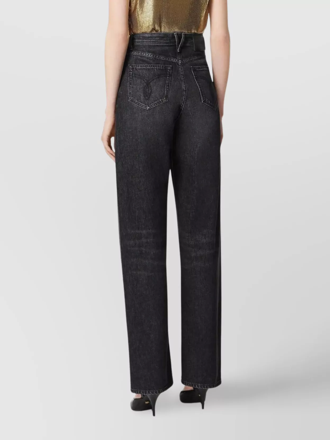 Versace High Waist Distressed Denim Trousers