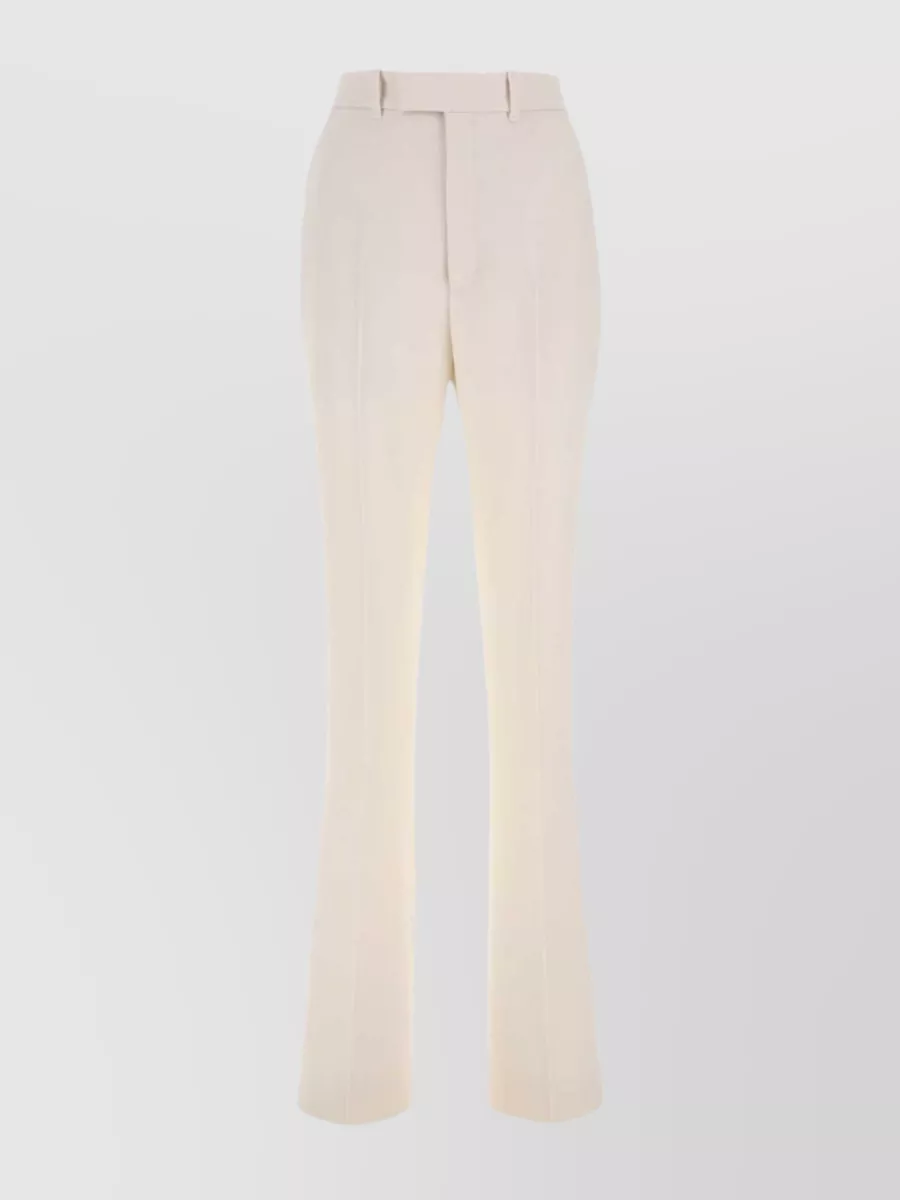 Shop Gucci Wide-leg Pants With Belt Loops And Back Pockets In Cream