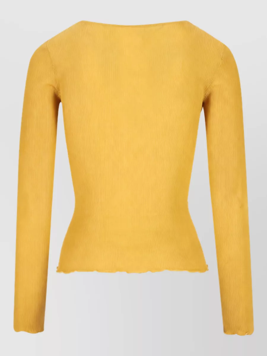 Saint Laurent Silk Ribbed V-Neck Top