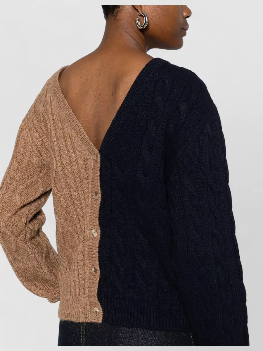 Moschino Cardigan Long Sleeves V Back Cable Knit