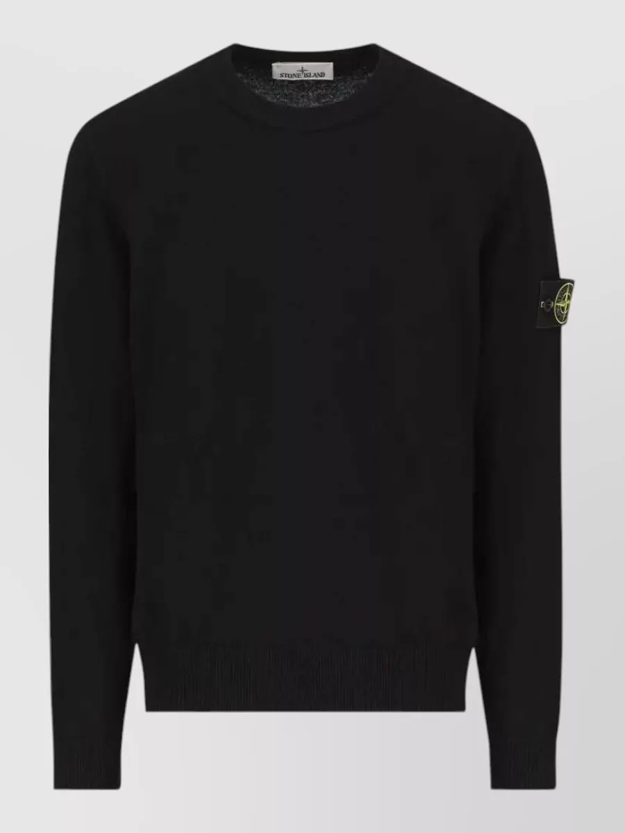 Stone Island virgin wool ribbed crew neck sweater
