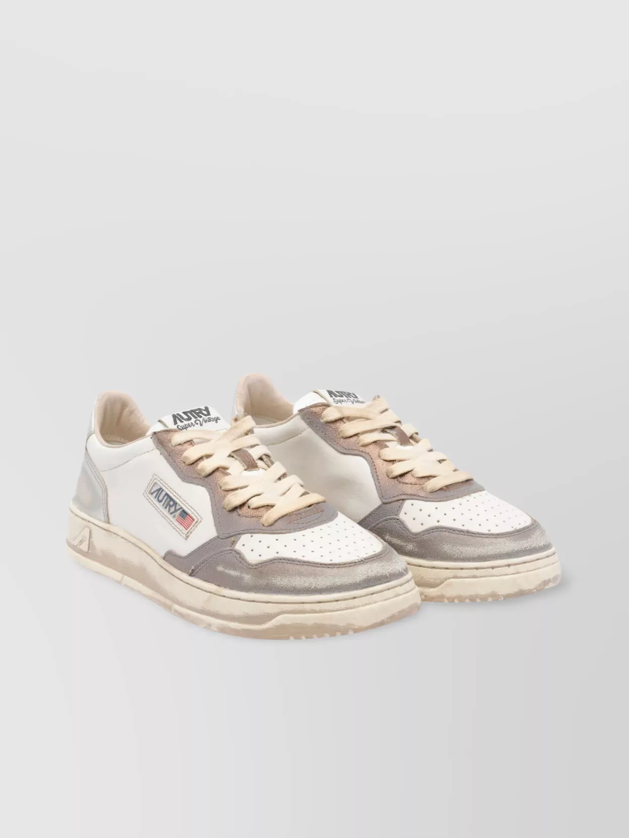 Autry Low Top Leather Sneakers With Metallic Accents
