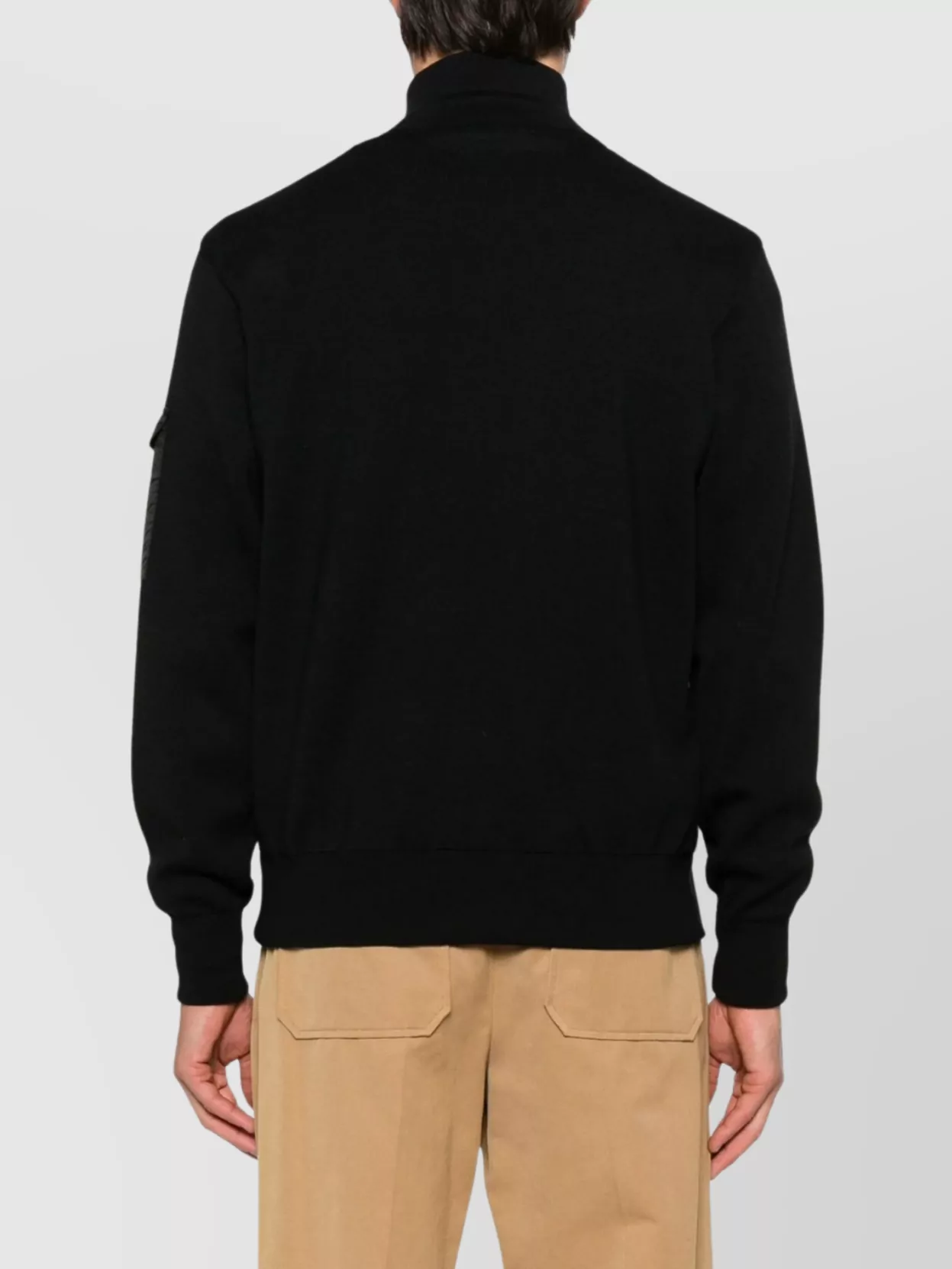 Paul & Shark Hybrid Ribbed High Collar Padded Sweater In Black