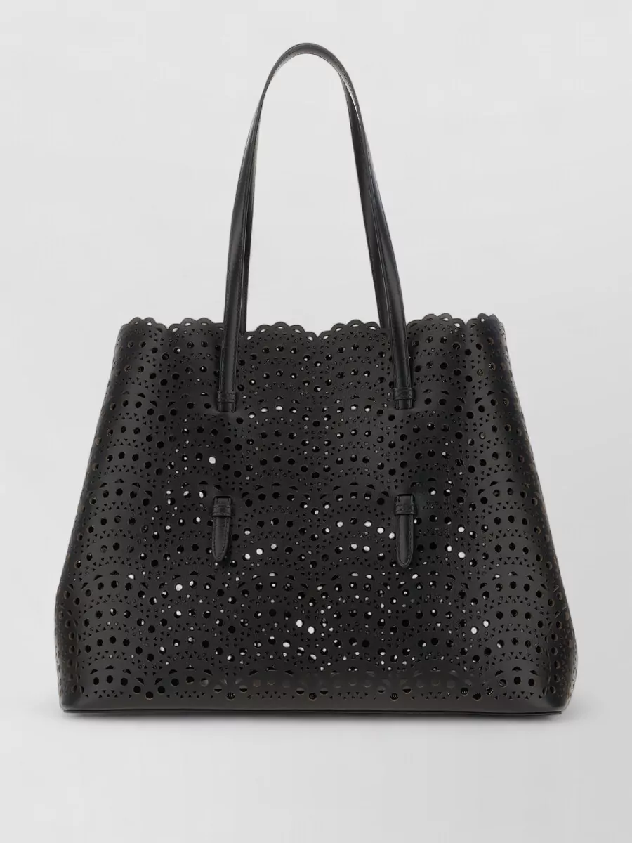 Alaïa Mina 37 Leather Tote Bag Cutout Handles