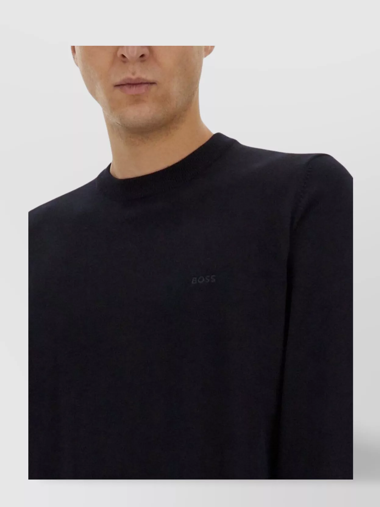Boss Sweater Logo Embroidered Ribbed Cuffs