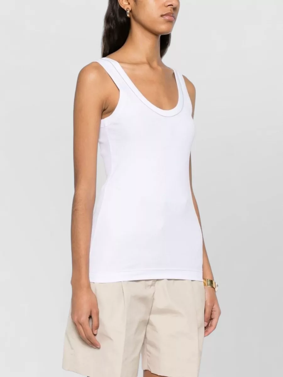 Brunello Cucinelli Scoop Neck Sleeveless Top Contrast Stitching