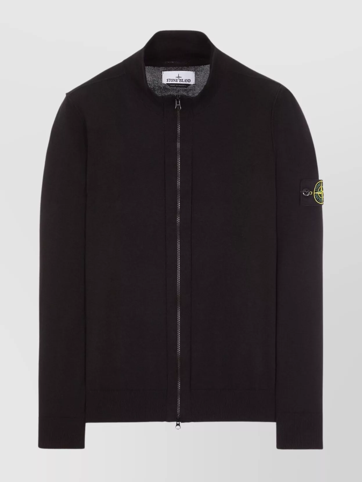 Shop Stone Island Ribbed Cotton Cardigan With Roll Finish