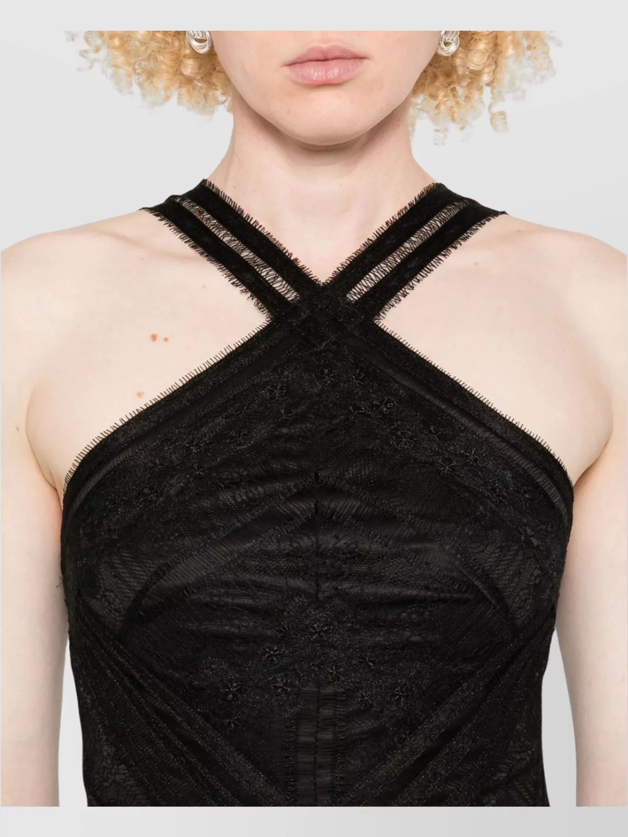 Ermanno Firenze Long Dress With Cross-Back Straps And Lace