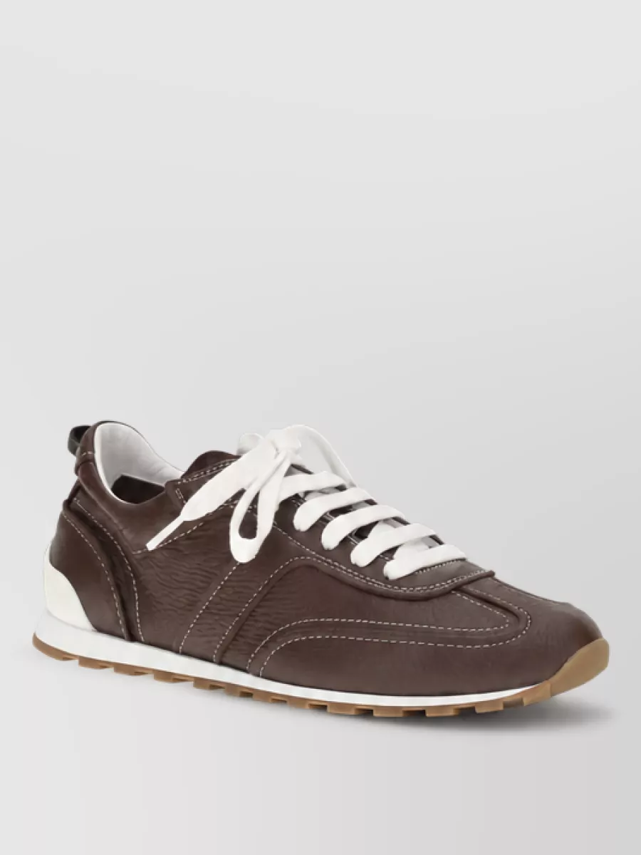 Brunello Cucinelli calf leather lace-up sneakers