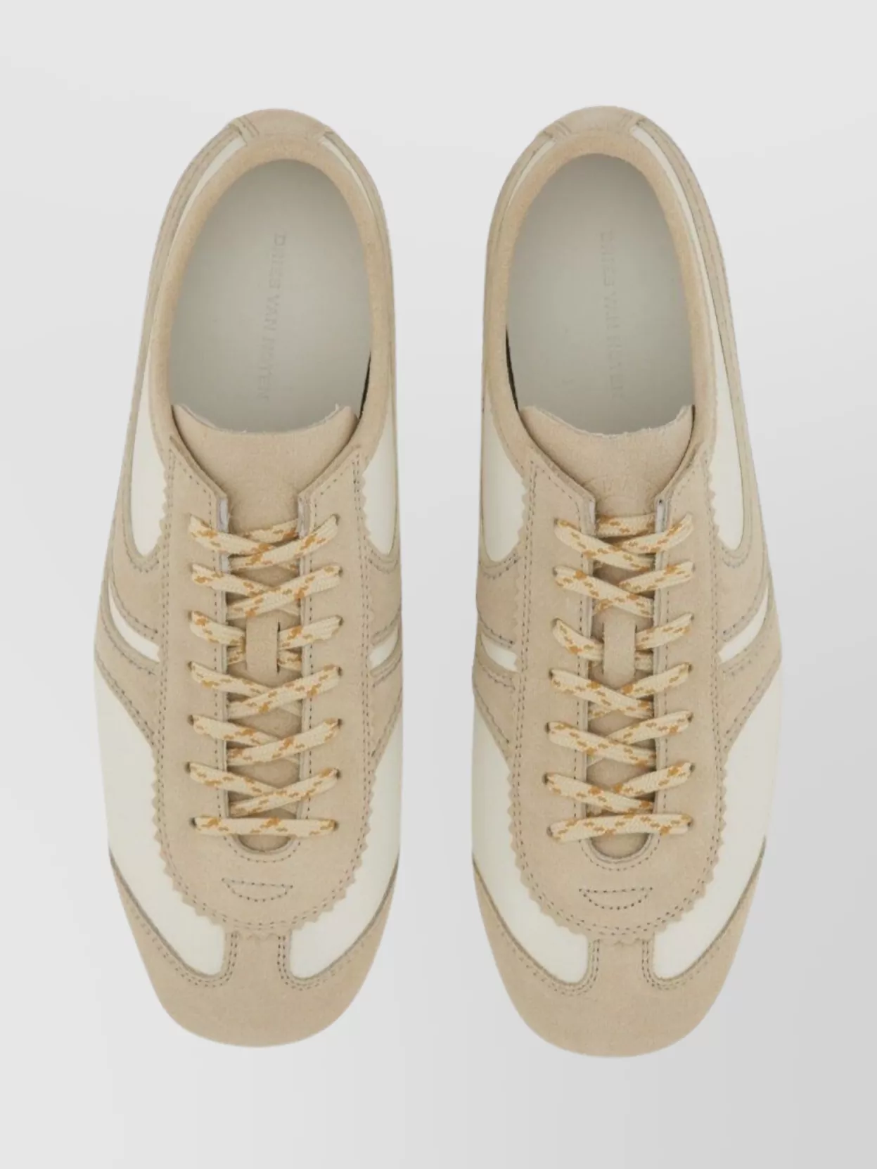 Dries Van Noten Premium Low-Top Leather Sneakers Suede Panels