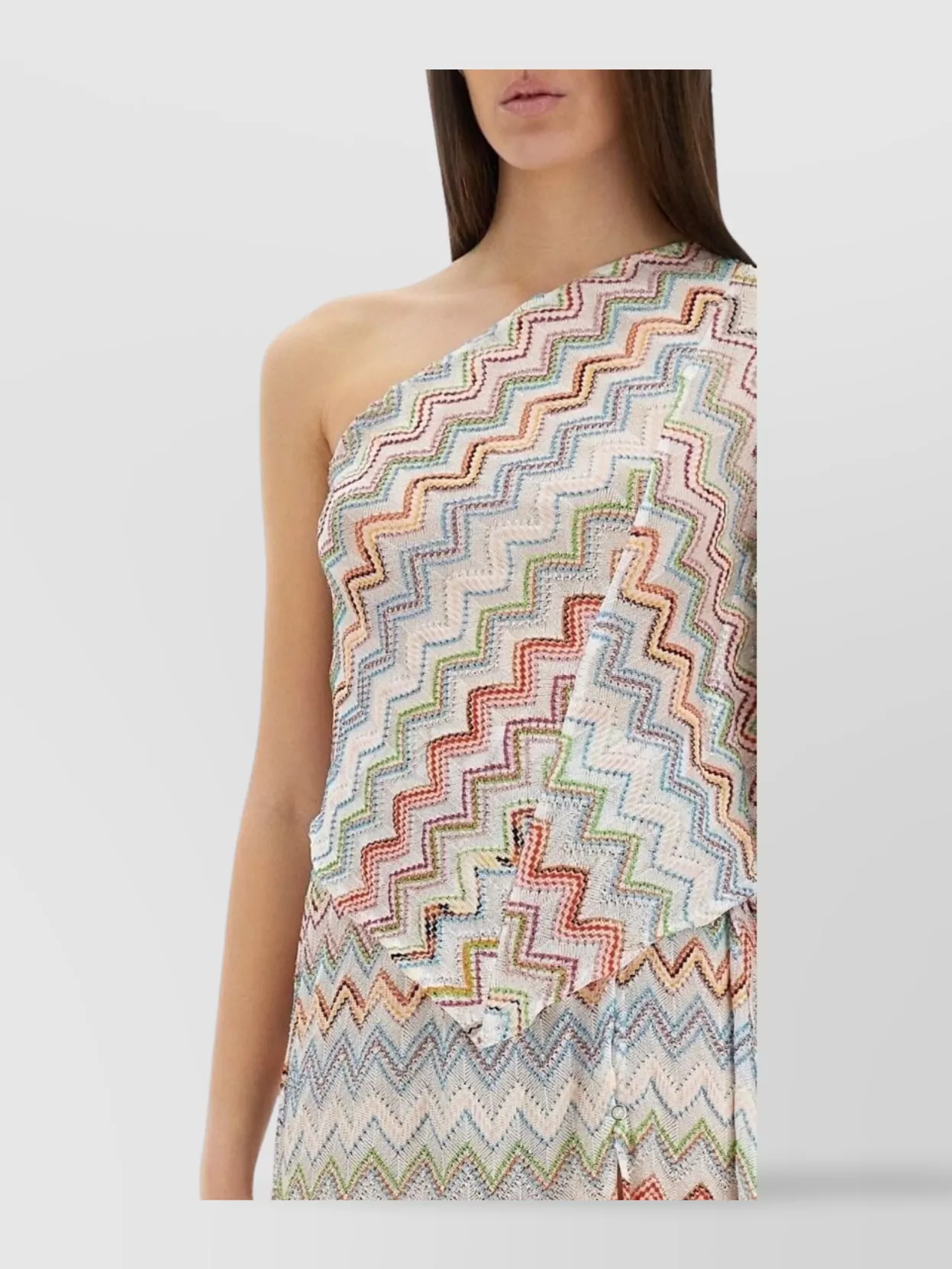 MISSONI ONE-SHOULDER TOP WITH 3D LAMÉ ZIG ZAGS