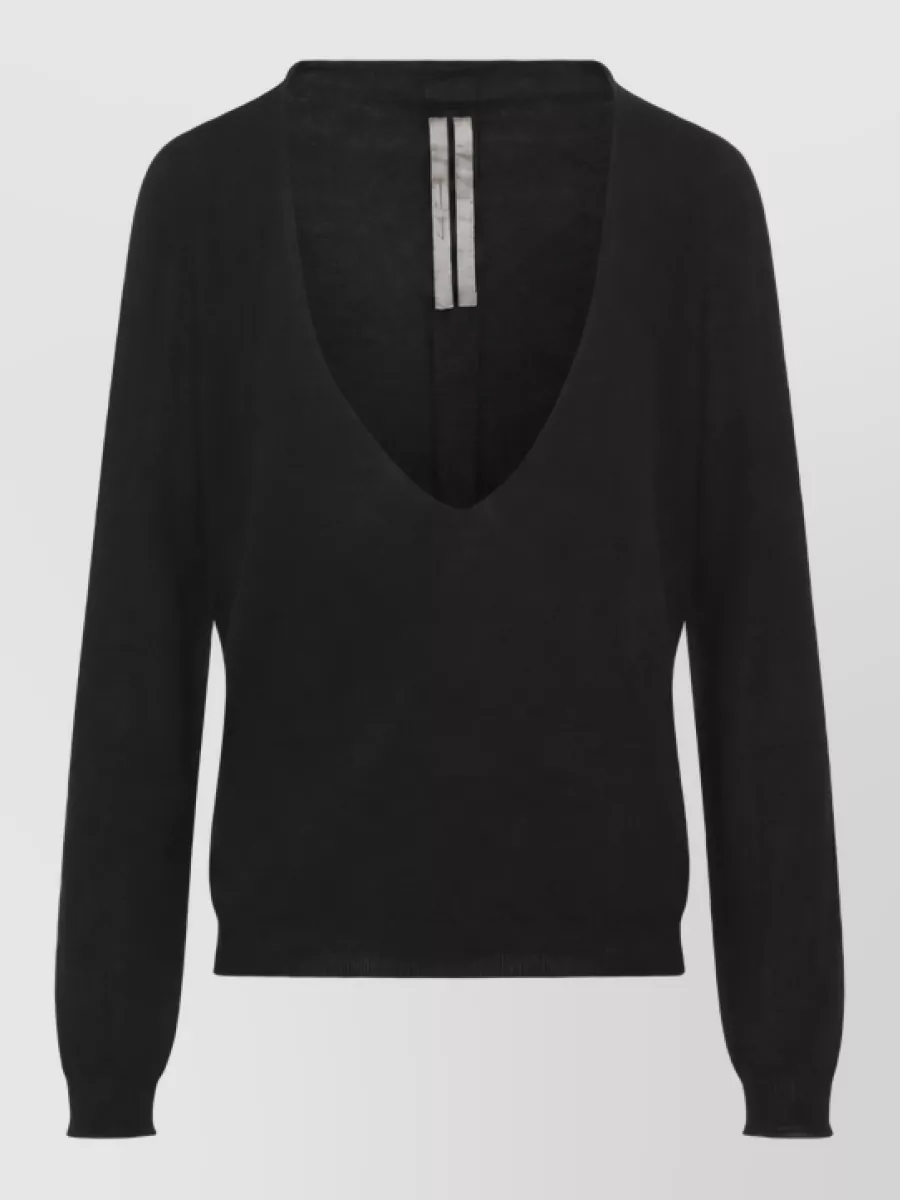 Rick Owens cashmere fine-knit v-neck long-sleeve sweatshirt