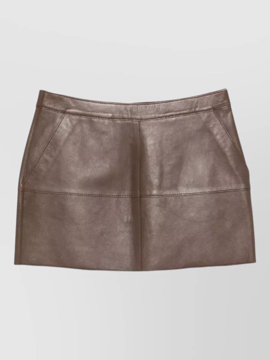Parosh leather paneled mini skirt