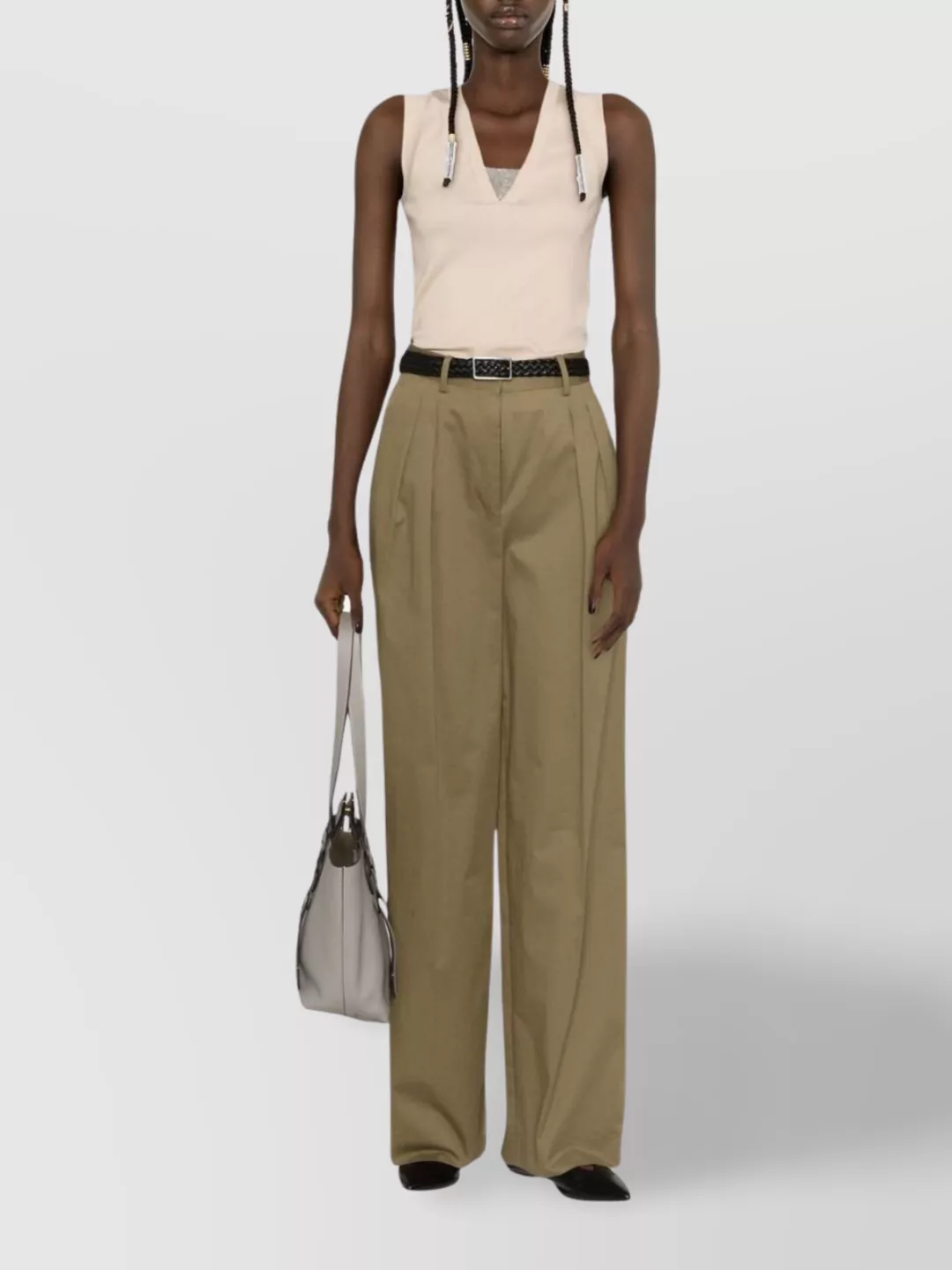 Brunello Cucinelli Stretch Cotton Sleeveless V-neck Tank Top In Neutral