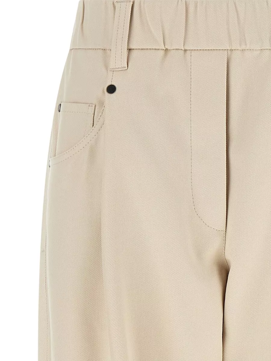 Brunello Cucinelli Stretch Cotton Mid-Rise Tapered Tailored Trousers