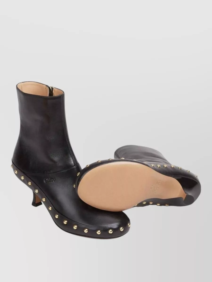 Chloé Leather Studded Ankle Boots