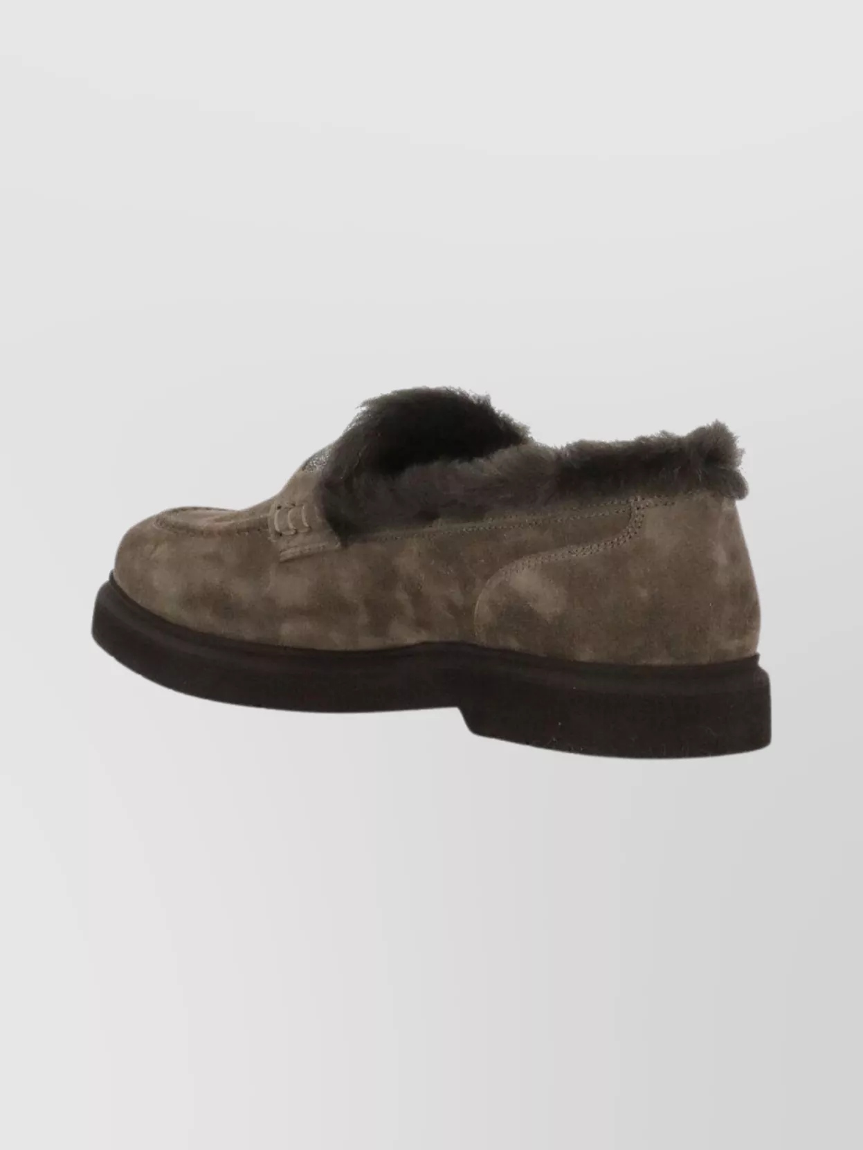 Brunello Cucinelli Suede Leather Loafers Round Toe Design