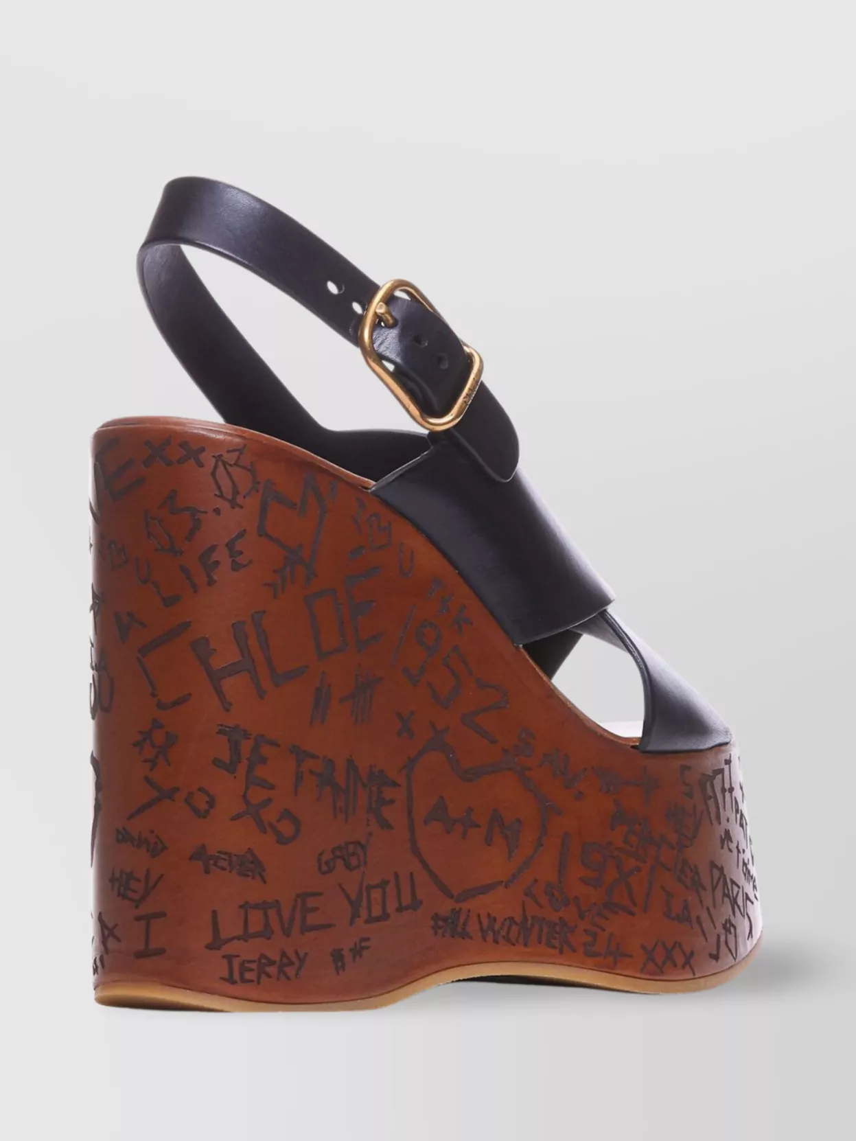 Shop Chloé Graffiti Leather Platform Sandals