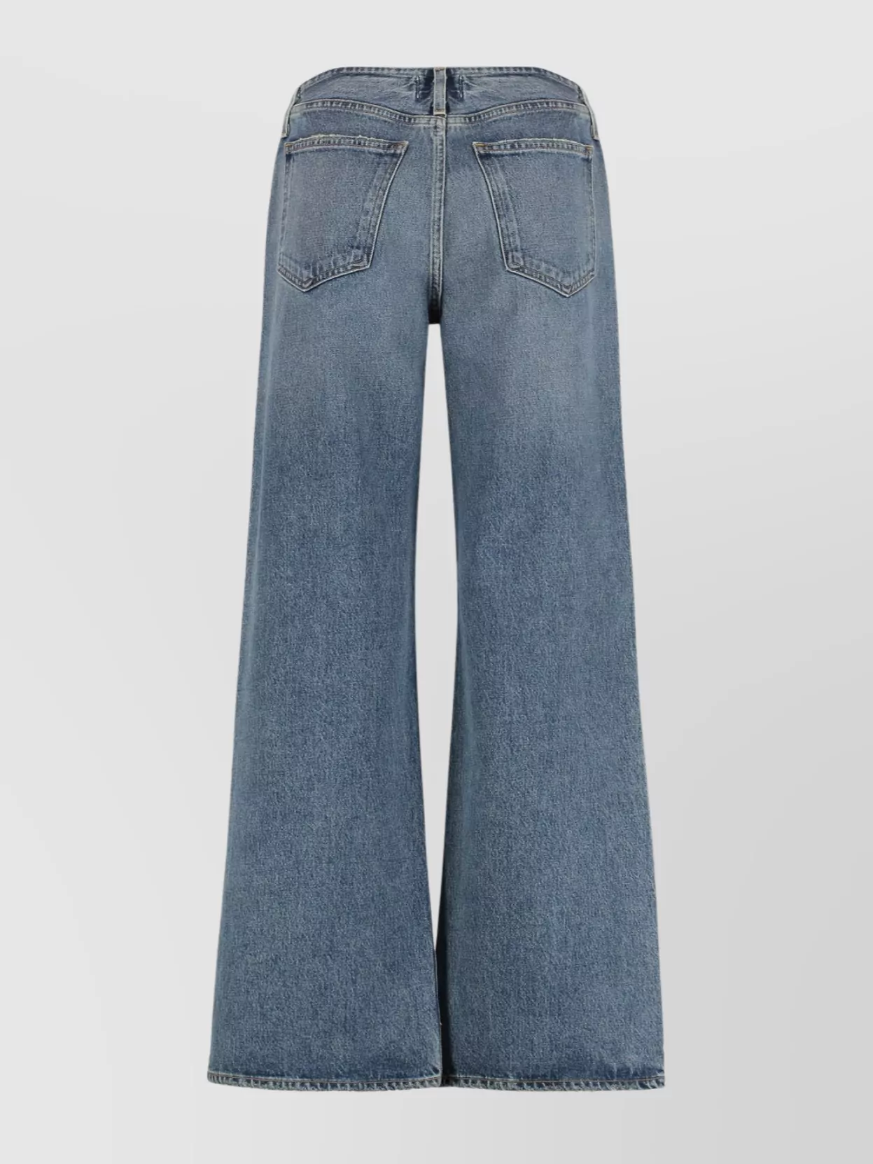 AGOLDE WIDE-LEG FADED WASH DENIM TROUSERS WITH FIVE POCKETS