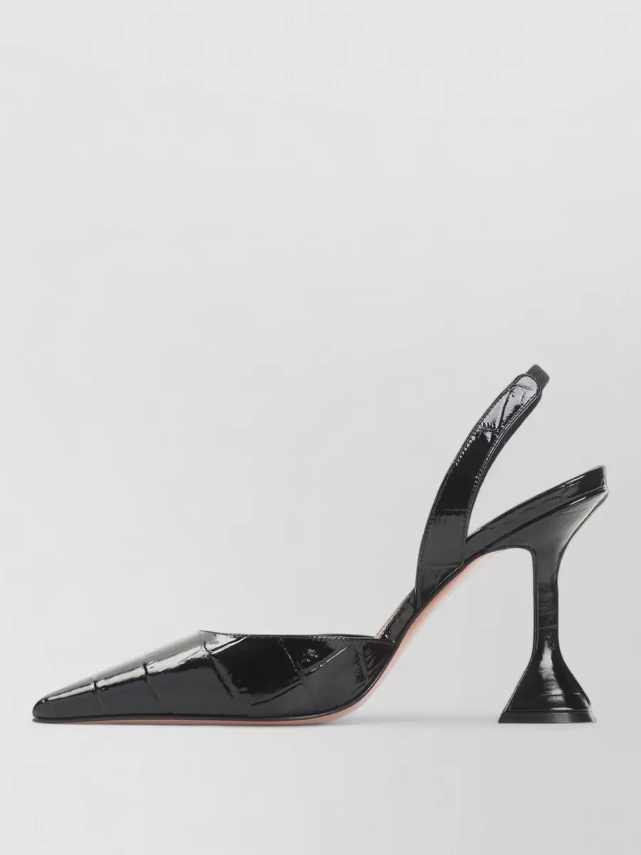 Amina Muaddi Leather Crocodile-Effect Slingback Mules