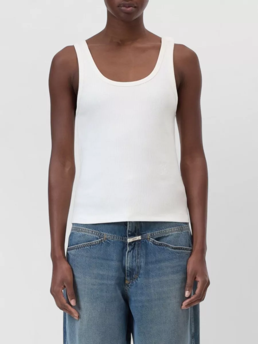 Closed Ribbed Cotton Sleeveless Tank Top