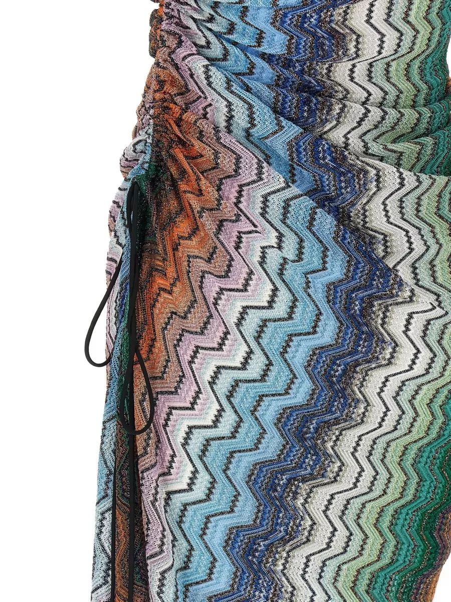 Missoni Metallic Knit Off-The-Shoulder Draped Maxi Dress