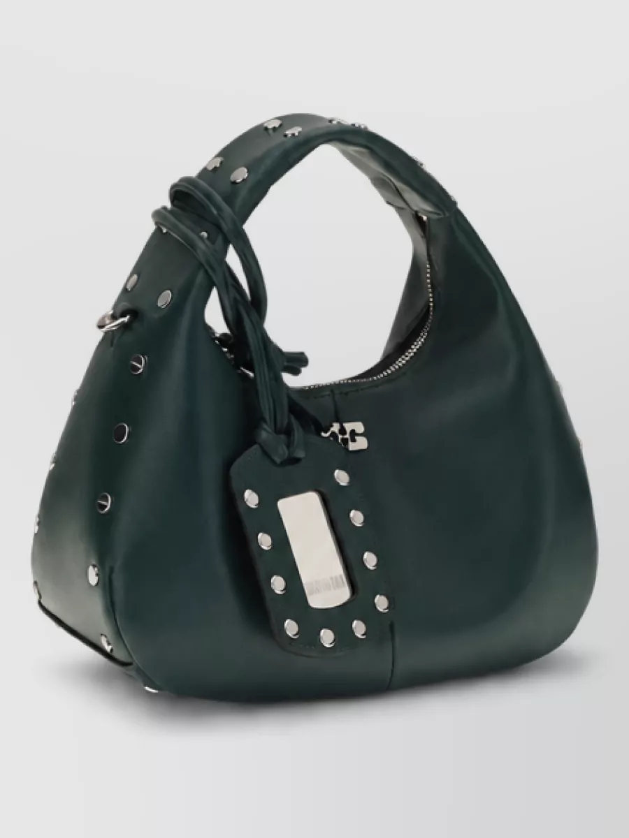 Ganni mini hobo mini studded recycled leather shoulder bag