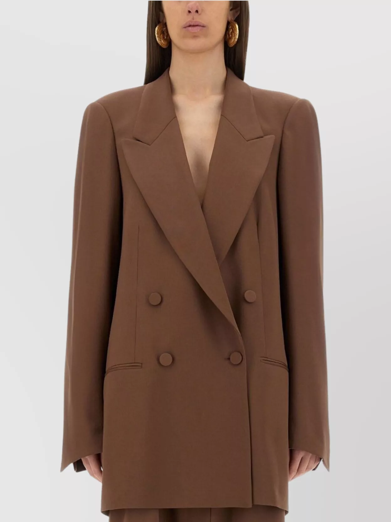 Dries Van Noten Tailored Double Breasted Wool Jacket In Brown