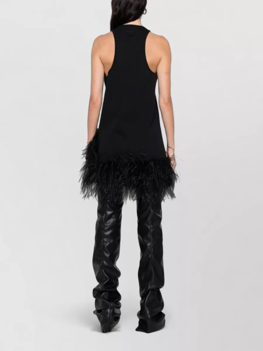 The Attico Feather Trim Racerback Mini Dress