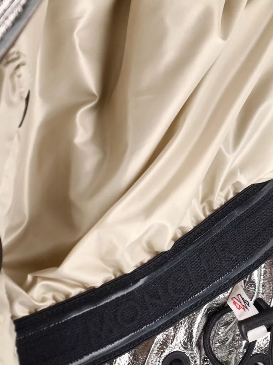 Moncler Grenoble Hooded Metallic Finish Quilted Jacket Elastic Cuffs