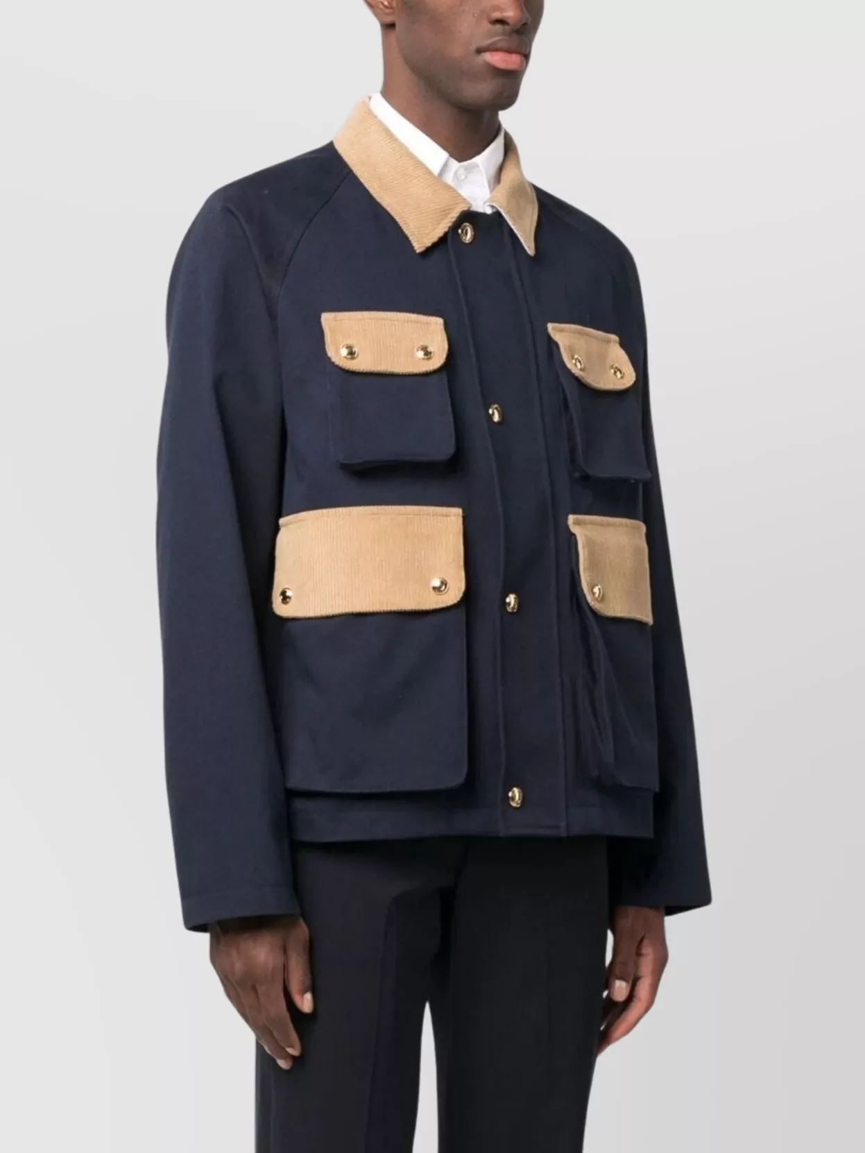 Thom Browne Thom Brown Contrasted Corduroy Cropped Coat