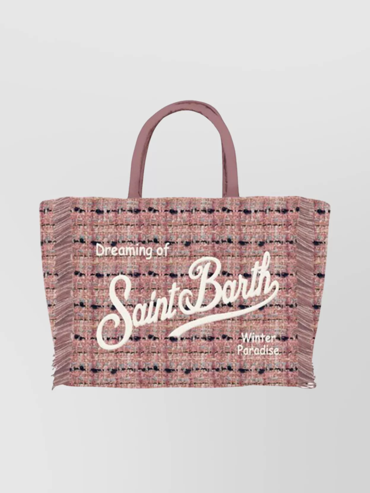 Mc2 Saint Barth Tote Bag Featuring Fringe And Tweed In Pink