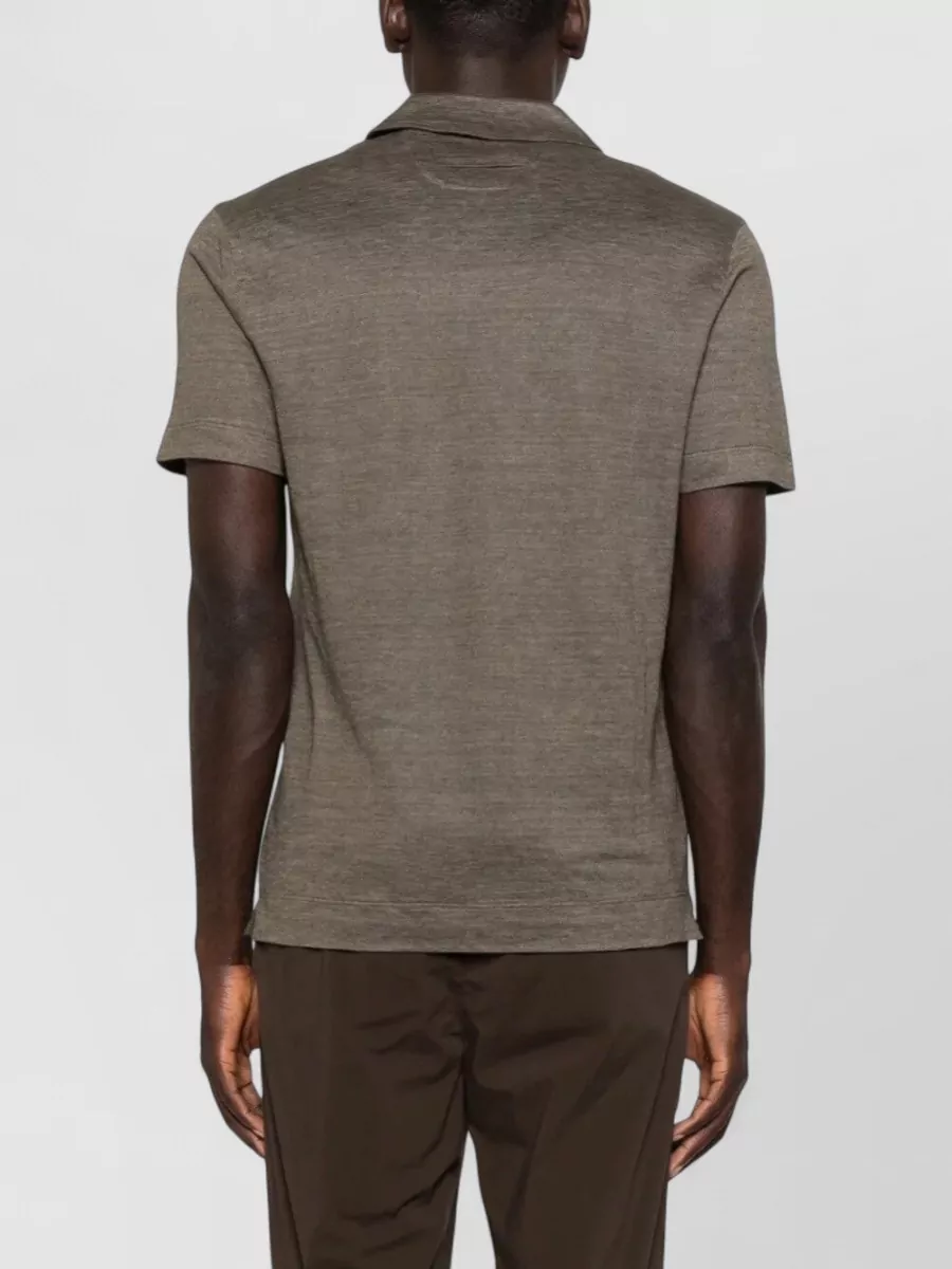 Zegna Linen V-Neck Polo Shirt