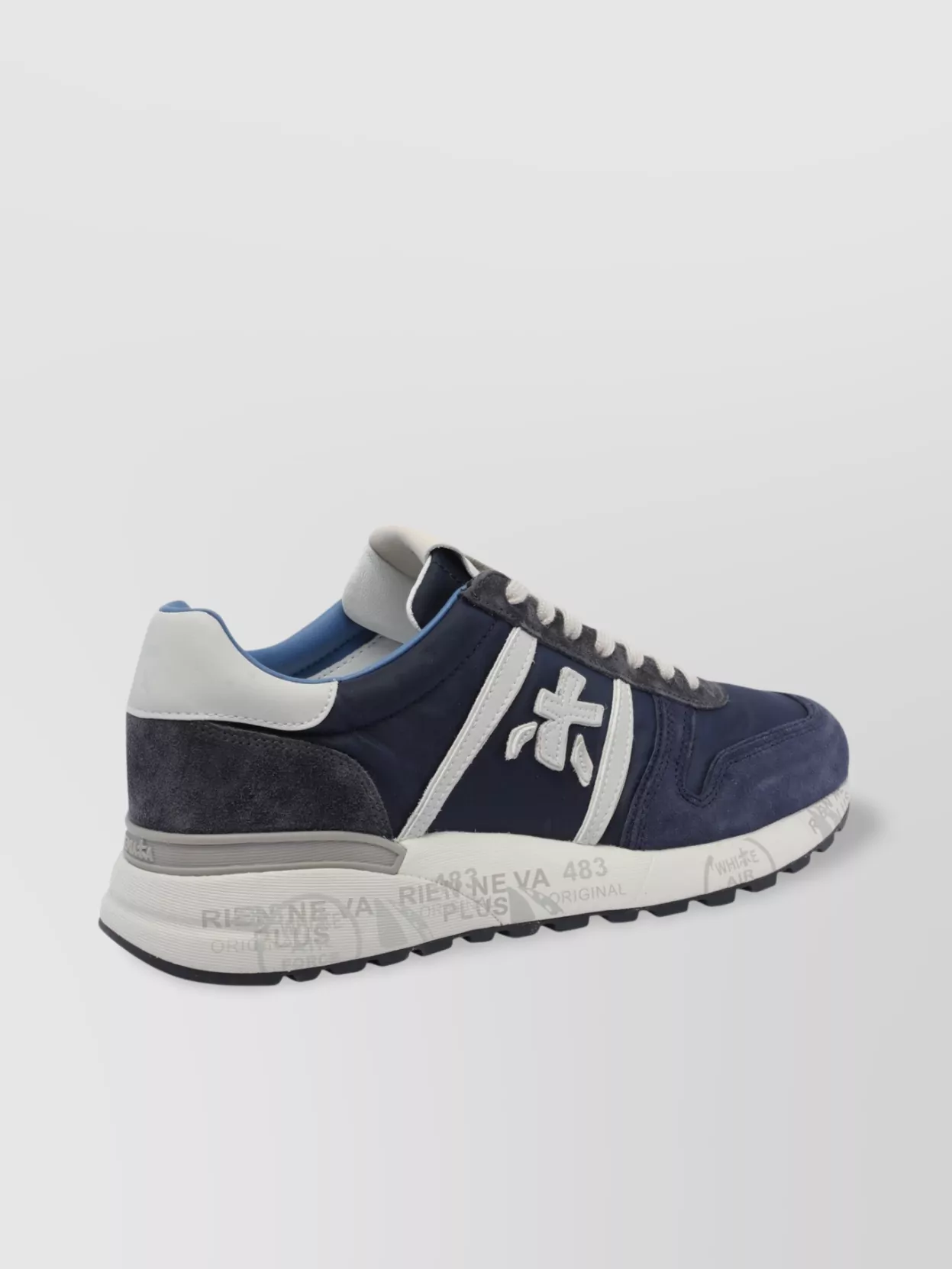 Premiata Suede And Technical Fabric Blue Lander Sneakers